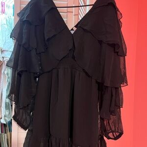 Elegant Black Ruffled Dress